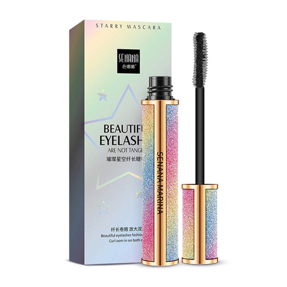Black Waterproof Lengthening Mascara 4D Fiber Lash Long Curl Hold Smudge Resistant 1Pcs