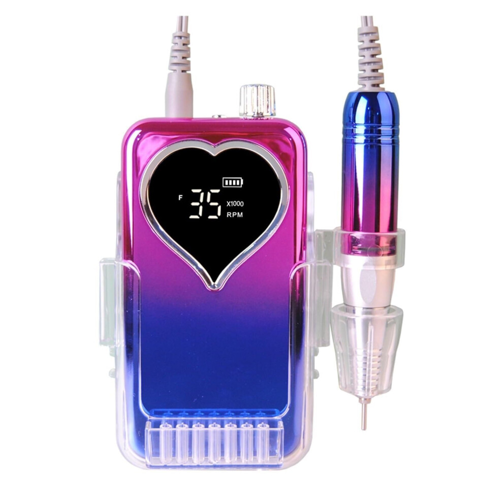 Electric Nail Drill 35000RPM Rechargeable Cordless for Acrylic and Gel Nails with Heart Design