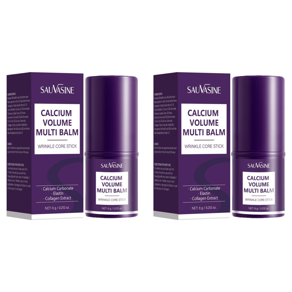 Calcium Multi Balm and Collagen Moisturizing Stick, AntiAging Hydrating for Face Eyes Neck 6g 2Pcs