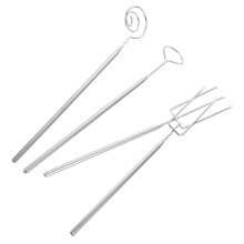 4pcs Stainless Steel Fondue Forks Set, ThreeProng Spiral Tips for Chocolate, Cheese and Hot Pot
