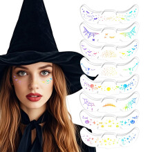 16pcs Waterproof Glitter Freckles Face Tattoo Stickers for Women Halloween Carnival Party