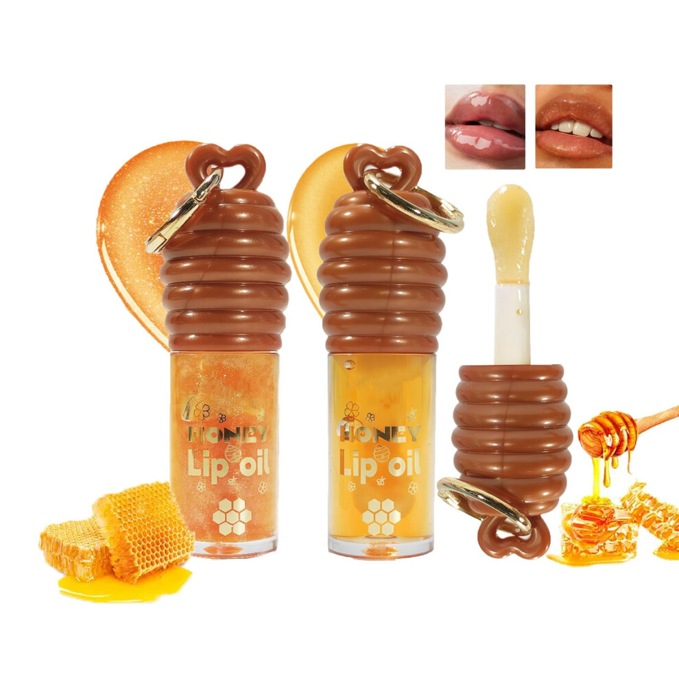 Honey Lip Oil Duo with Deep Hydration, NonSticky Gloss and LongLasting Shine, 0.42 oz