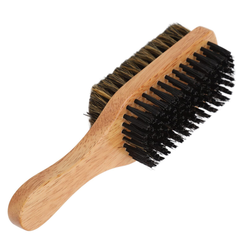 Double Sided Beard Brush for Men with Medium Coarse Bristles and Ergonomic Wooden Handle