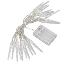 LED Icicle String Lights 9.8ft Warm White Battery Operated Indoor Outdoor Christmas Decor