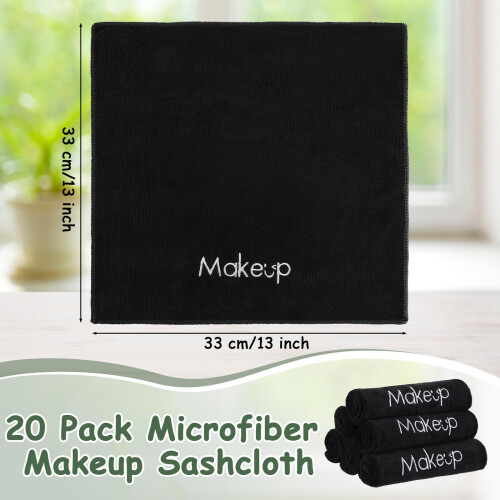 20 Pack Large 13x13 Reusable Microfiber Makeup Remover Cloths Soft Quick Dry Face Towels 1