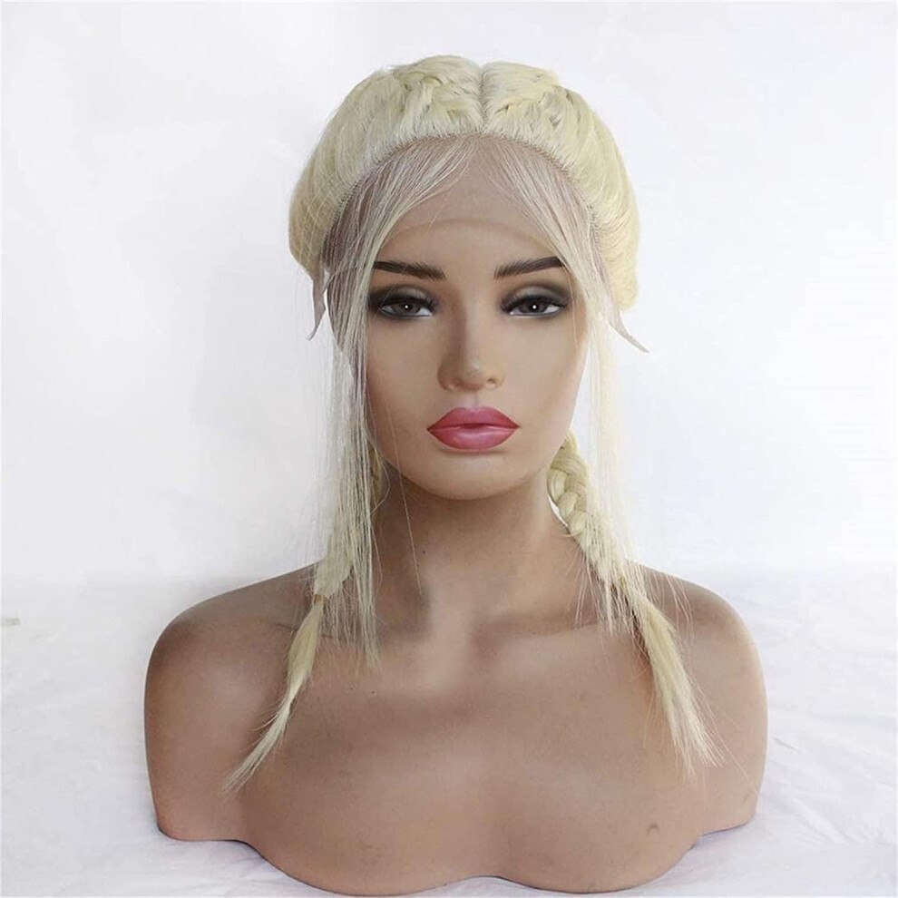 Braided Wig with Baby Hair, Synthetic Lace Front, Double Ponytail Braids, Adjustable Fit for Women