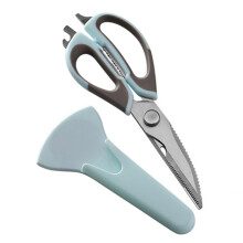 6in1 Stainless Steel Kitchen Scissors with Magnetic Holder, Detachable Shears for Meat and Vegetables (BlueGrey)