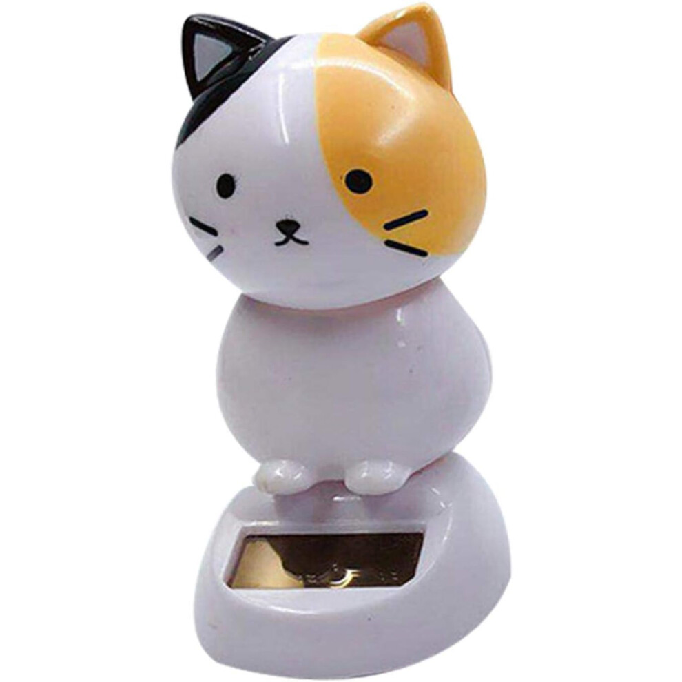 Solar Dancing Cat Figurine With Continuous Bobbing Head, Cute Solar Powered Bobblehead For Car Dashboard 9113335754911