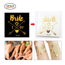Bachelorette Party Tattoos Gold Foil Bride Tribe Temporary Metallic Flash Waterproof Easy Apply 10 Sheets