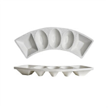 White Ceramic MultiCompartment Sauce Dish, Porcelain Dip Bowl for Appetizers and Snacks