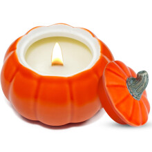 Pumpkin Spice Soy Wax Candle in Ceramic Pumpkin Jar for Fall Decor Thanksgiving Halloween