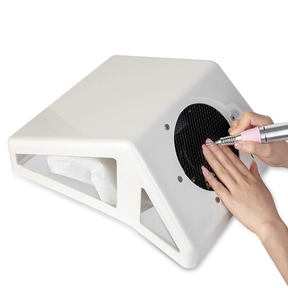 65W Nail Dust Collector with Powerful Suction and Handrest, Adjustable Speed Manicure Vacuum Cleaner