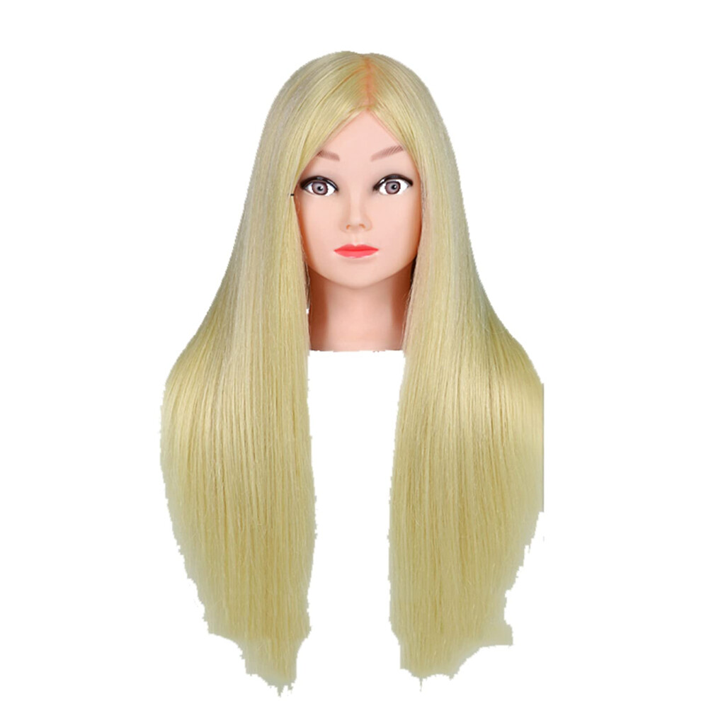 Unisex White Mannequin Head With 60Cm Heatresistant Synthetic Hair For Cosmetology Styling And Braiding Practice