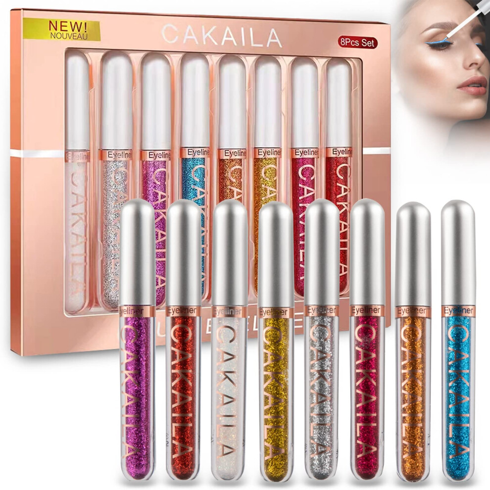 Glitter Eyeliner Set Waterproof Longwear Metallic Shimmer MultiColor for Festival Eye Makeup