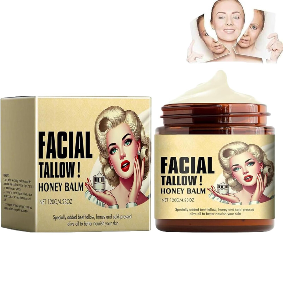 Whipped Beef Tallow and Honey Balm  Organic Grass Fed Moisturizer for Face, Body and Lips