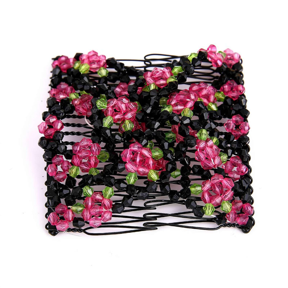 Unisex Red Magic Hair Comb Rose Beaded Clip For Women, Versatile Styling With Secure Allday Hold