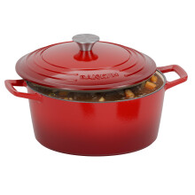 6 Quart Enameled Cast Iron Dutch Oven Pot with Lid for Bread Baking and Roasting, Red