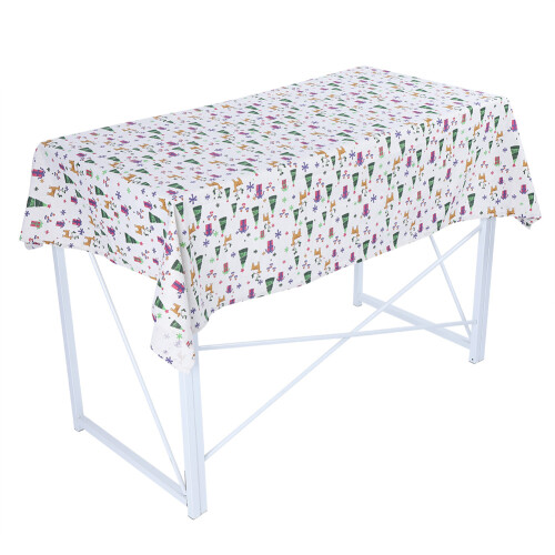 Rectangular Table Cloth Cotton Linen Winter Style Snowflake Deer Pattern Decorative Dining Cover Durable Odorless Eco Print Fade Resistant Machine 1