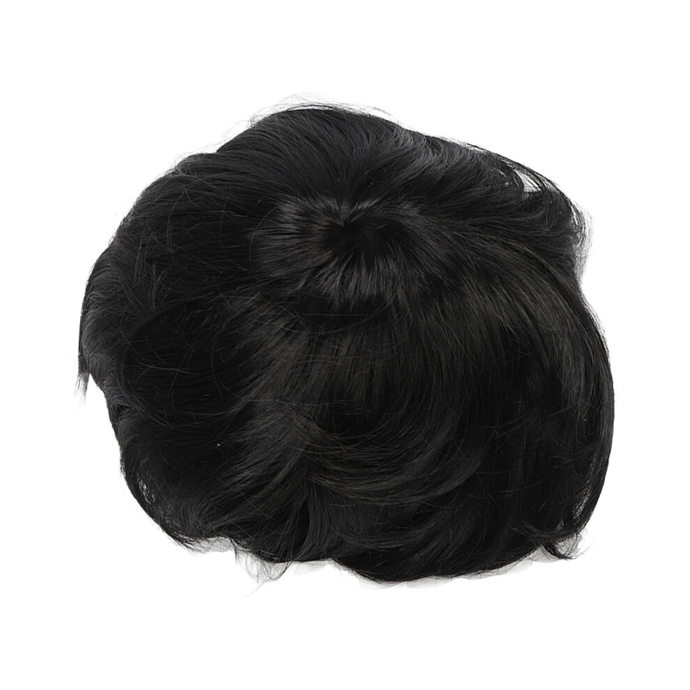 Unisex Black Men Short Middle Part Fluffy Layered Synthetic Wig For Cosplay & Party