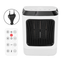 Quiet Personal Heater With Two Wind Speeds And Hot Cold Air Switching Capability High Density Rotor Motor Fan Small Portable Handle Design For Easy