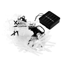 Auto On Off Solar String Lights, 20LED Waterproof Dragonfly Fairy Lights For Outdoor Garden Decoration With Adjustable Solar Panel And Low