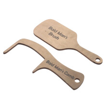 Funny Bald Man Comb Set Wooden NoTeeth Design, Humorous Gift for Dad, Birthday or Party Favor