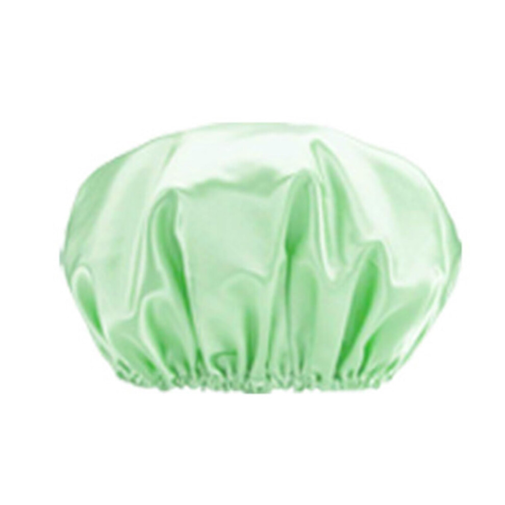 Green Waterproof Doublelayer Eva Shower Cap For Women, Reusable Large Hair Protection,