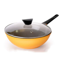 Nonstick Ceramic Jumbo Wok ScratchResistant Nano Coating for Induction and Gas Stoves, Yellow