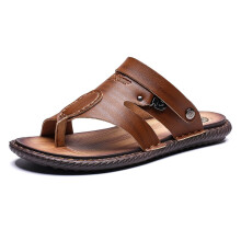 Mens Ring Toe Flip Flops Size 11 Brown, Comfortable Breathable Sandals with Toe Separation for Bunion Relief
