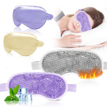 Sleep Mask and Cooling Eye Mask 4 Pack Cold Heat Therapy for Puffy Eyes Dark Circles Dry Eyes Champagne Purple Grey
