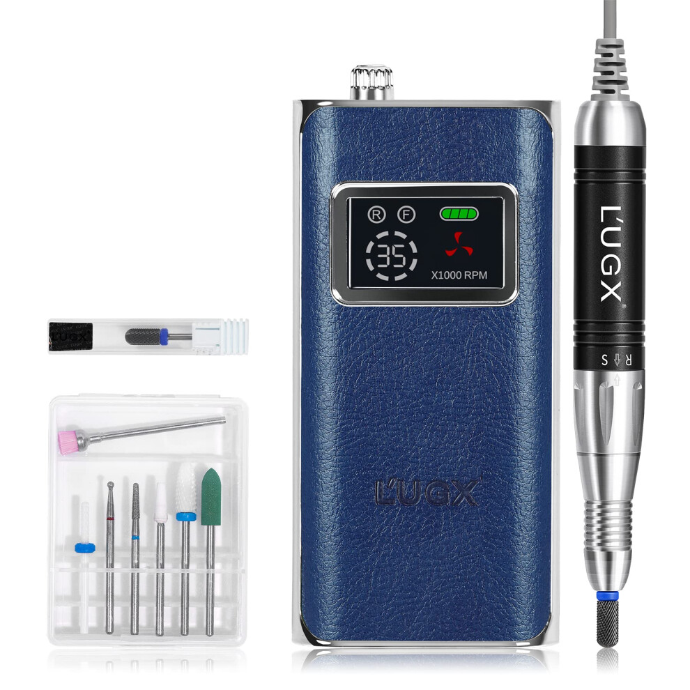 Blue Professional Nail Drill 35000Rpm Cordless Rechargeable Electric Nail File For Acrylic And Gel Nails
