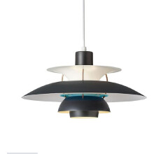 LED Chandelier Adjustable Height Black Modern Pendant Light for Dining Room and Living Room