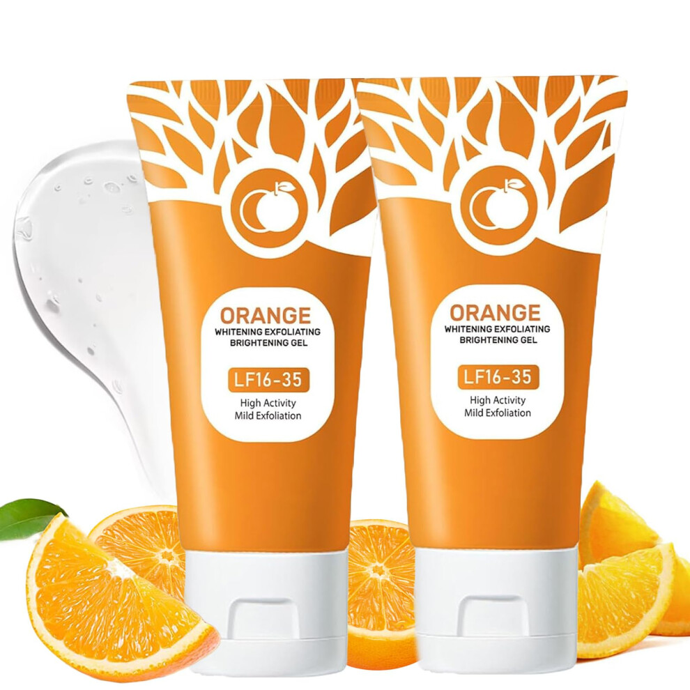 Orange Face Exfoliating Scrub With Enzymes, Deep Cleansing Gel For Blackhead Removal, 2Pc Set