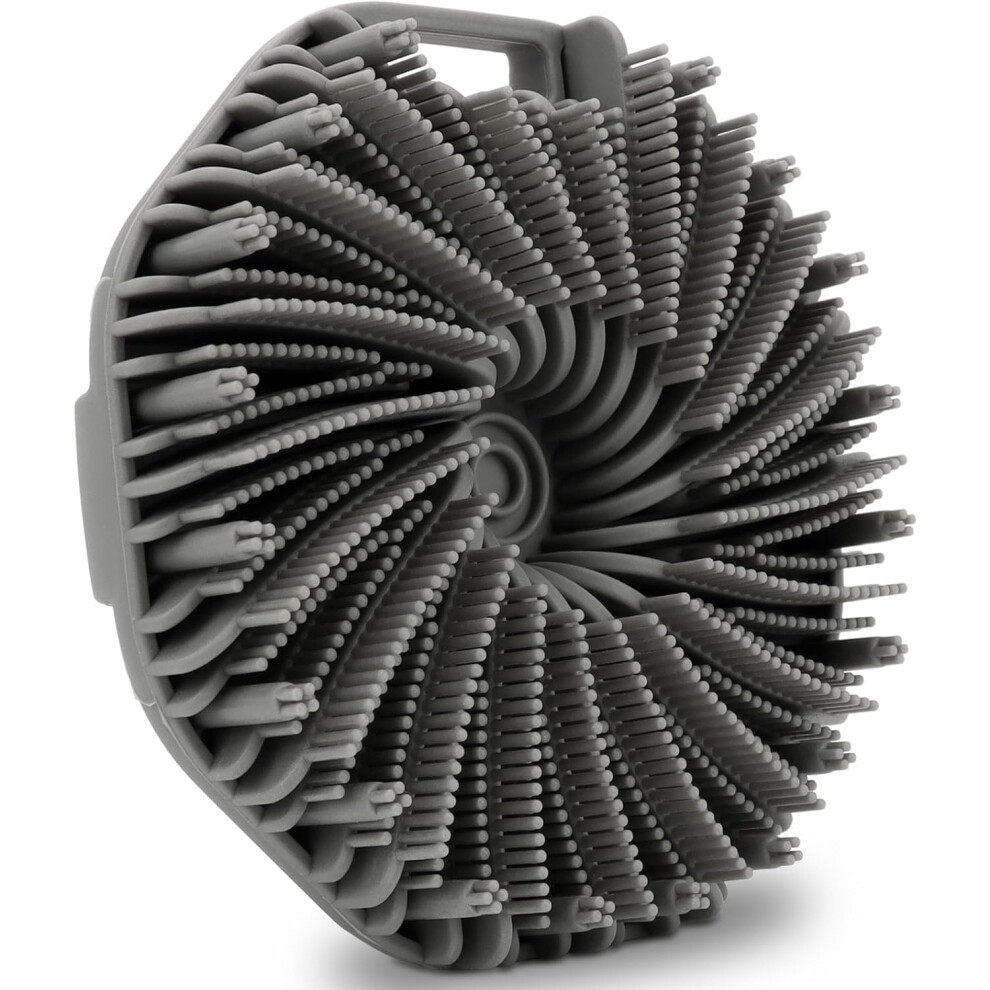 Silicone Body Scrubber with Gentle Exfoliation for Sensitive Skin, EcoFriendly Shower Brush, Gray