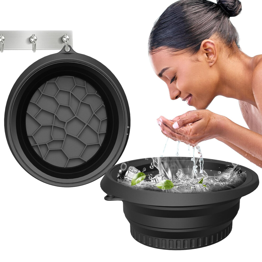 Ice Bath Facial Bowl with BuiltIn Ice Tray, Collapsible Silicone Cold Therapy Face Basin for Puffiness Reduction