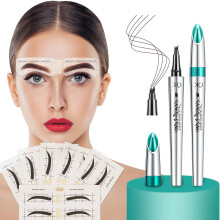 Eyebrow Stencil Kit with Brown Pencil Set Microblading Tattoo Pen 36 Pairs Reusable Shaping