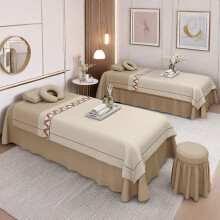 Massage Table Sheet Set with Face Hole, 4pcs Cotton Linen Spa Bed Cover for Salon 190x75cm