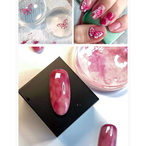 Clear Nail Art Stamper Kit with Scraper, Soft Jelly Silicone, Replaceable Heads, Precision Design 2
