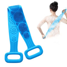 Silicone Back Scrubber for Shower with Long 24Inch Reach, Gentle Skin Exfoliation, Blue