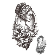 7 Sheets Waterproof Temporary Tattoos, Realistic Full Sleeve Classical Girl Design for Adults and Kids