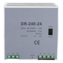 Napájací zdroj na DIN lištu pre priemyselnú elektroniku, vysokoúčinný spínaný zdroj 240 W s ochranou proti preťaženiu a skratu, AC na DC