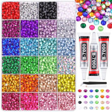 Rhinestones for Crafts 6600Pcs Multicolor 5mm Flatback Resin with Glue and Tweezers for DIY Projects