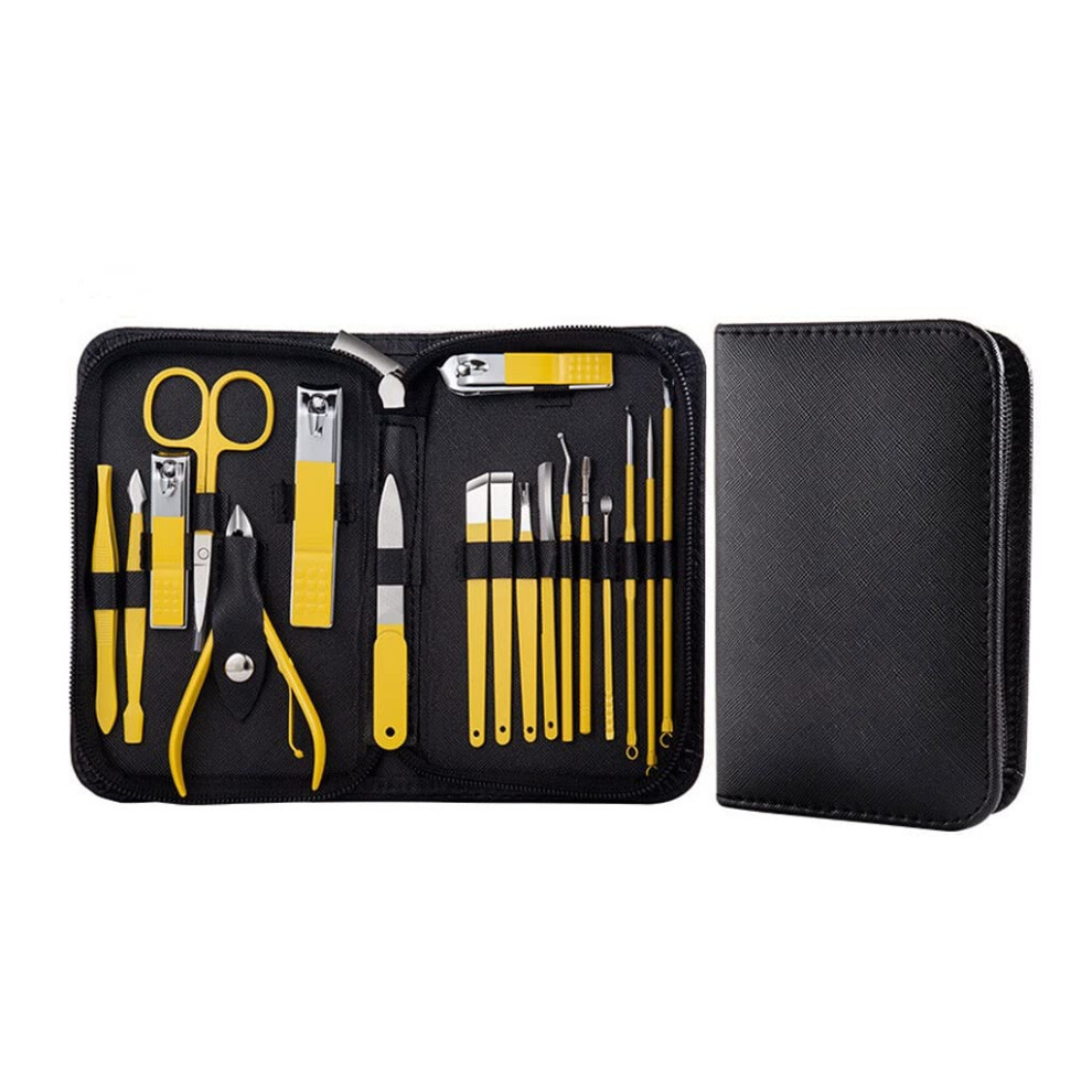 Manicure Set 18Piece Stainless Steel Nail Clippers Kit for Pedicure Grooming with PU Case