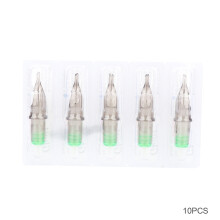 Cartuchos de agulhas descartáveis para tatuagem com revestimento redondo, mais fáceis de limpar, corpos transparentes, agulhas para máquina de