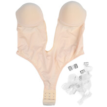 Shapewear voor grote maten: Invishaper met diepe V-hals, open rug, buikcontrole, naadloze, stereoscopische cups, verstelbare schouderbandjes en extra