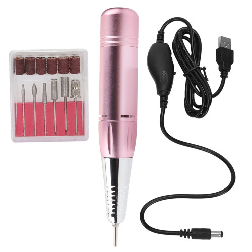 USB Interface Electric Nail Drill Machine Portable Electric Nail File With Adjustable Speed Multi Function Nail Drill Low Heat Professional Nail