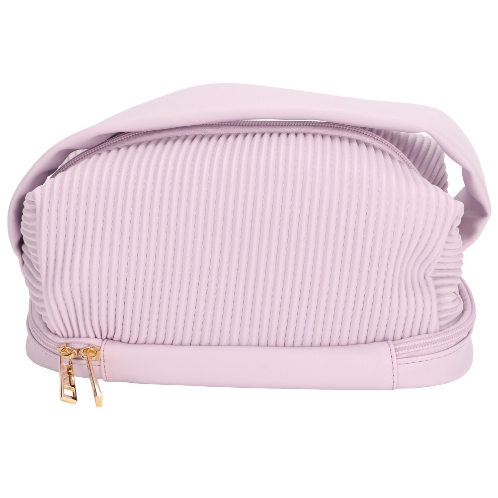 Gift For Her Cosmetic Makeup Bag, Smart Layered Organization Beauty Pouch, Double Layered PU Leather Makeup Storage Case With Brush Compartment,