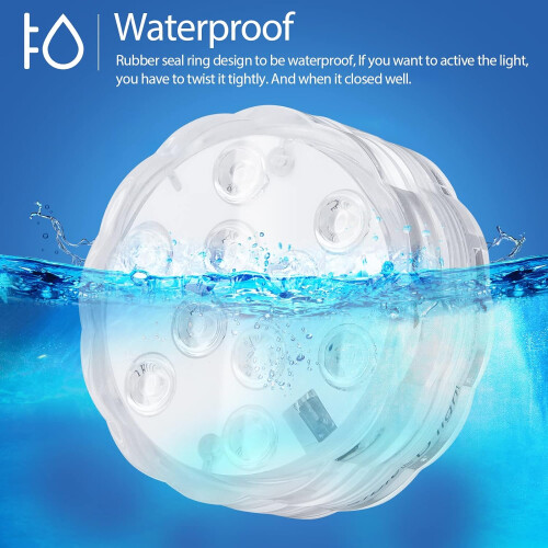 Wireless LED Bathroom Lights Waterproof RGB Battery Powered with Remote Control, 4PCS 1