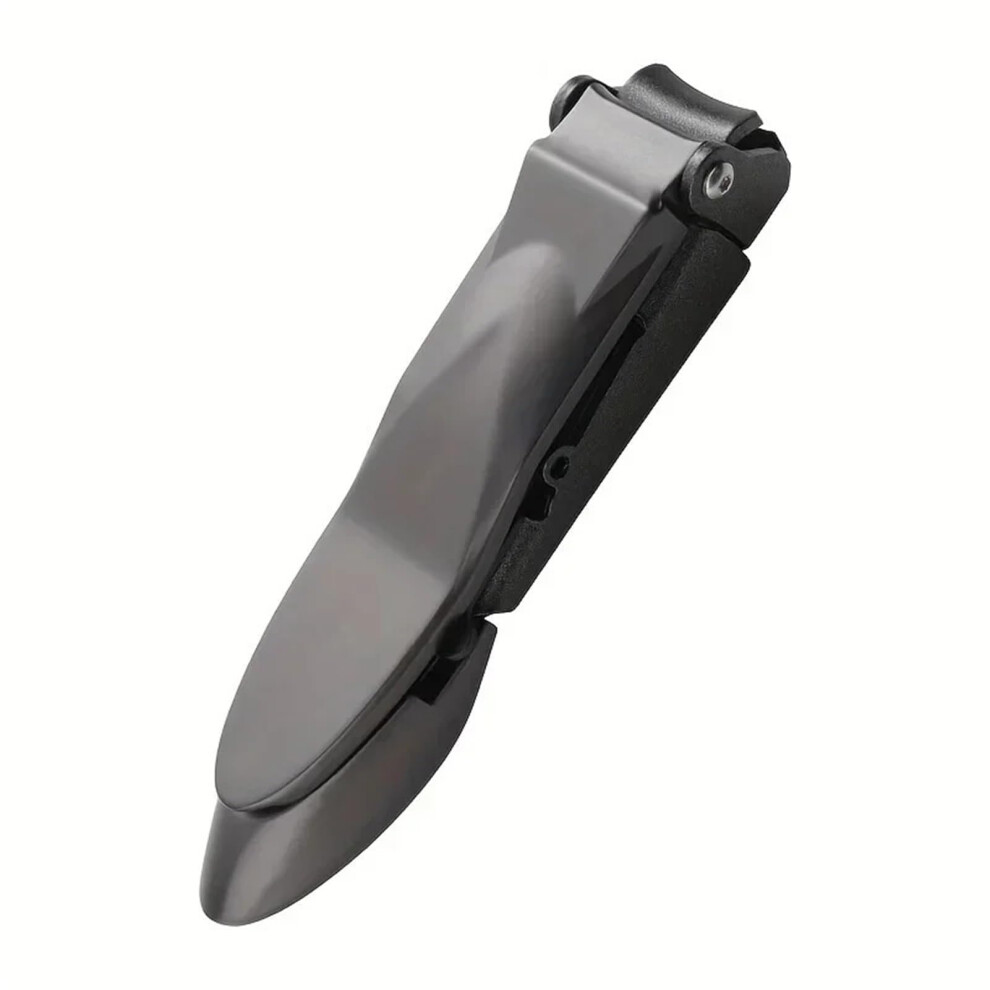 Gray Heavy Duty Nail Clipper For Thick Nails With Antisplash Design And Ergonomic Grip,