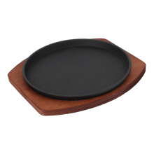 Round Cast Iron Griddle Pan with Even Heat Distribution for Steak Fajitas BBQ Easy to Clean